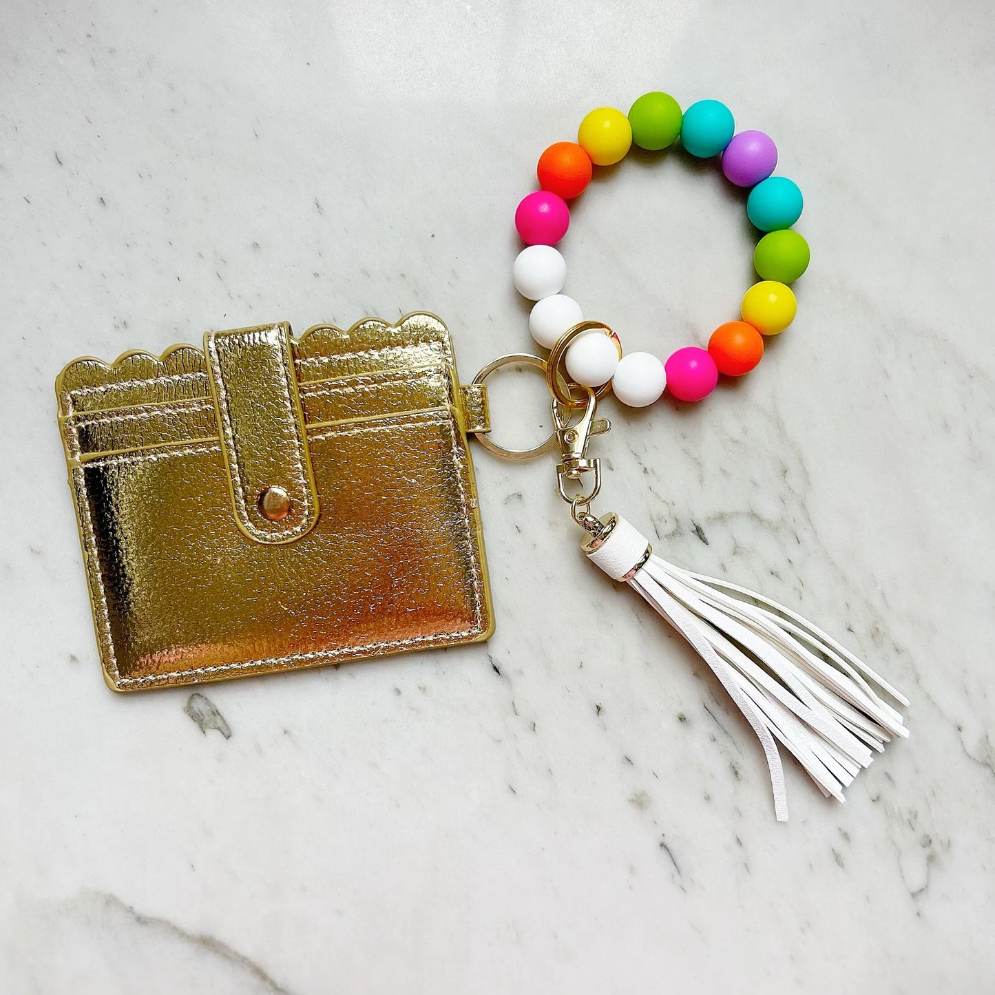 Neon Rainbow Wristband Keychain