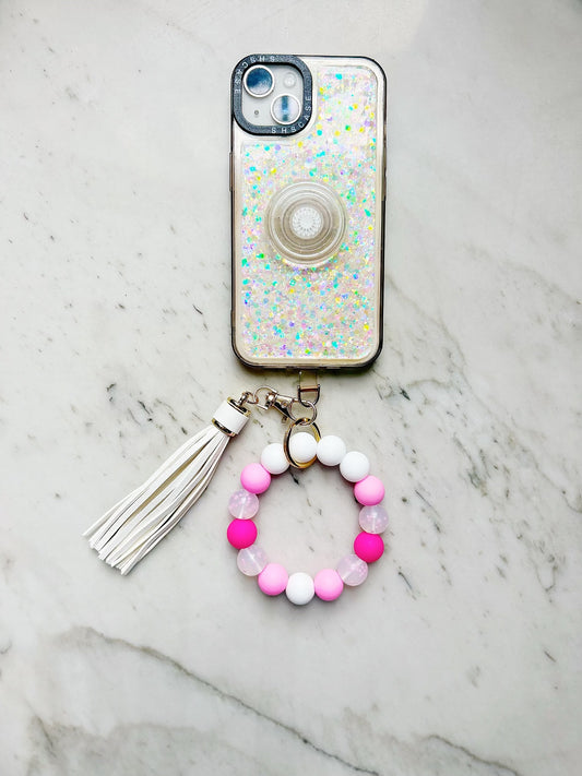 Phone Wristband Keychain: Pink Pop