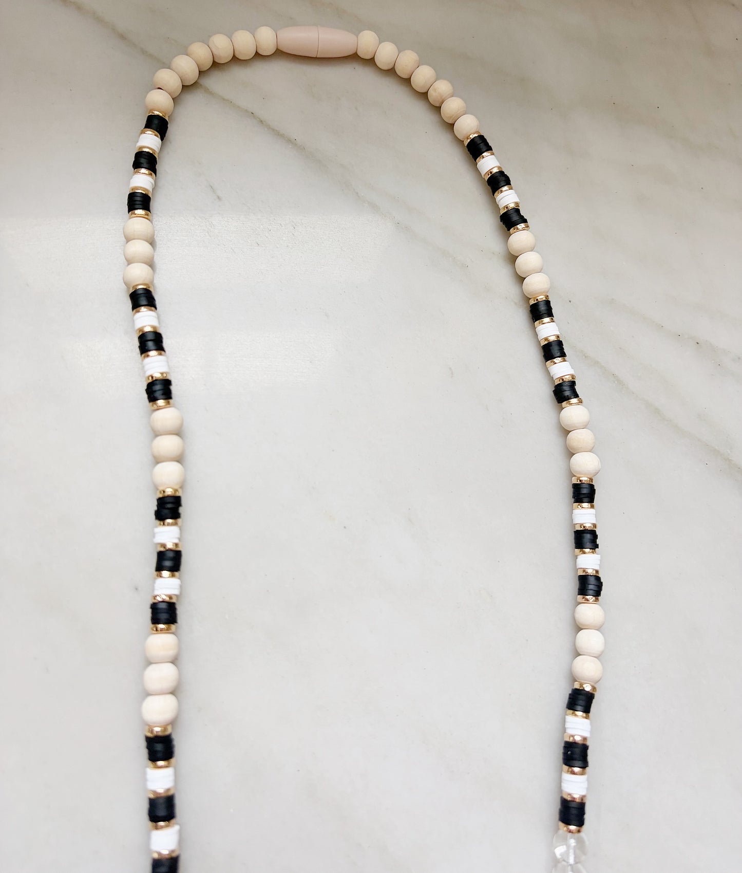 Ivory & Onyx Lanyard (Fully Beaded)