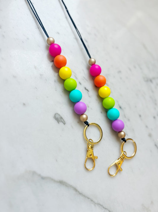Neon Rainbow Lanyard
