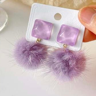 Purple Poof Earrings