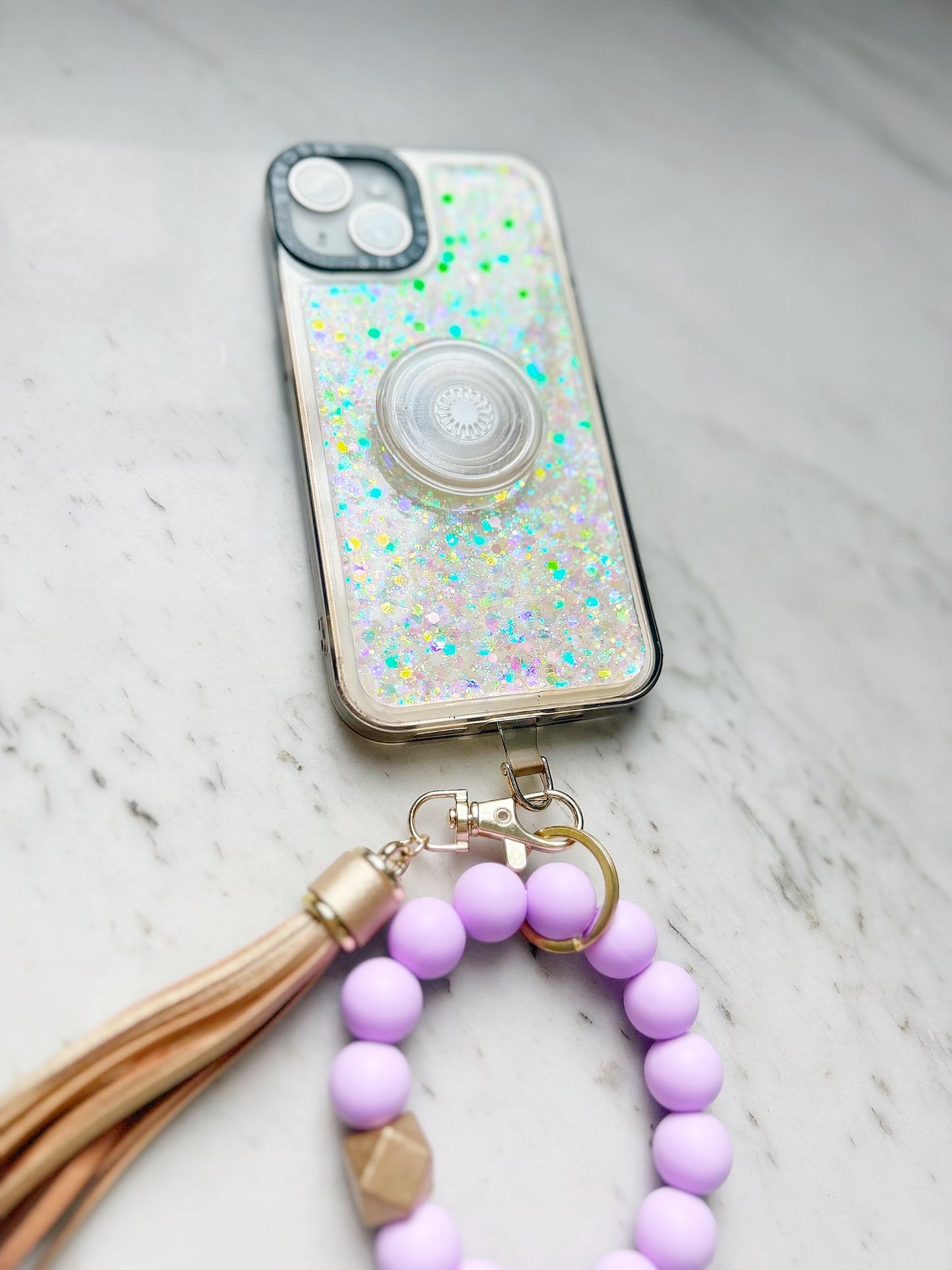 Phone Wristband Keychain: Lilac Solid