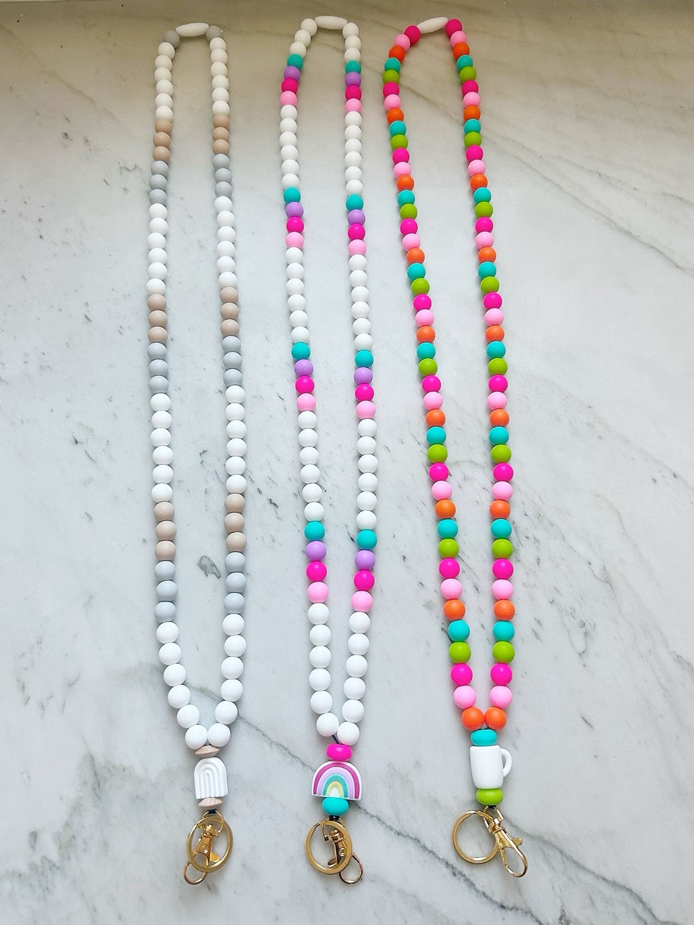 Boho Chic Beaded Lanyard with Breakaway Clasp