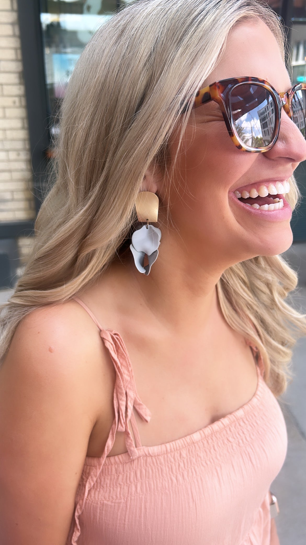 Flower Petal Earrings: Grey