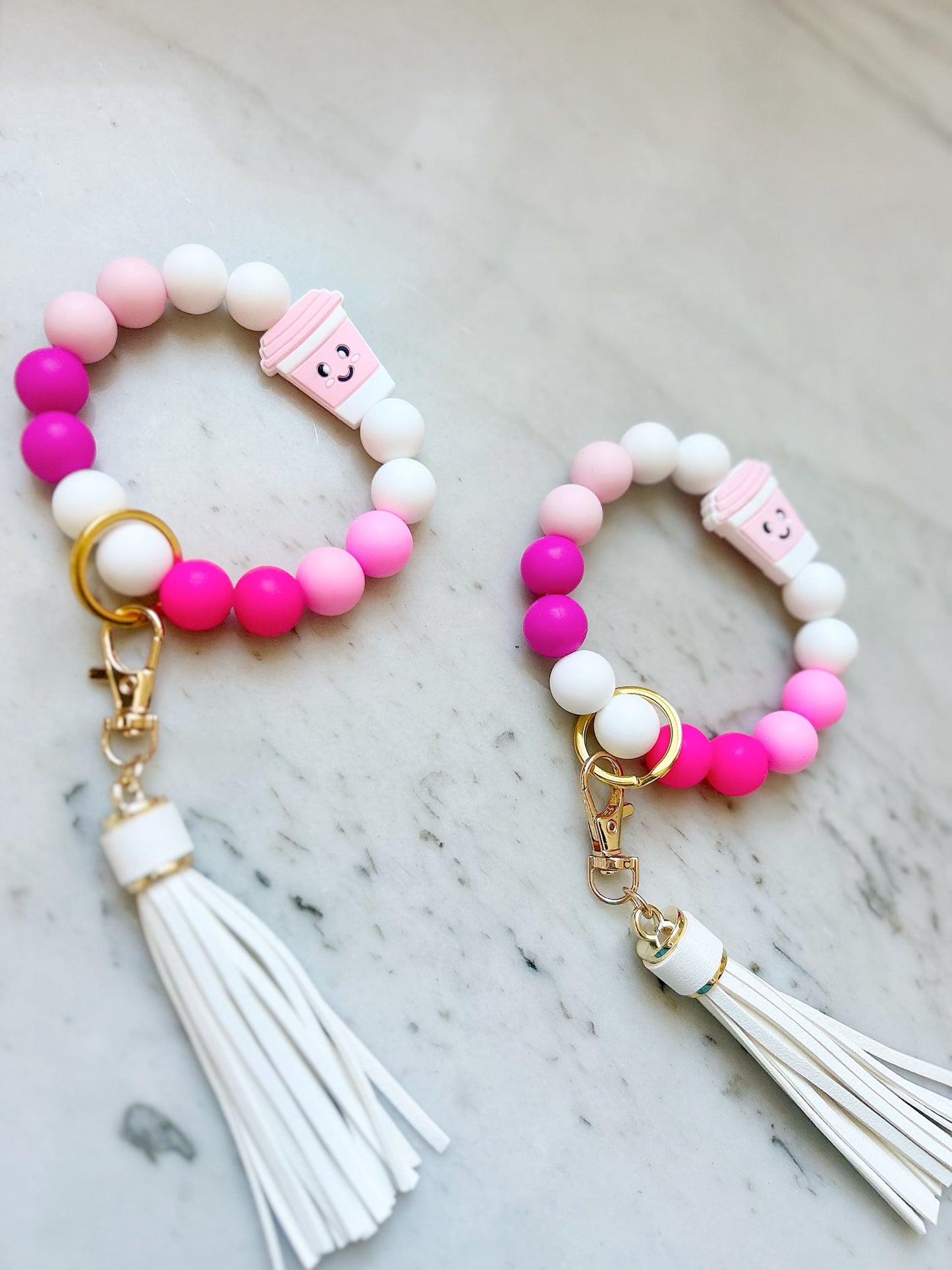 Coffee, Please Wristband Keychain