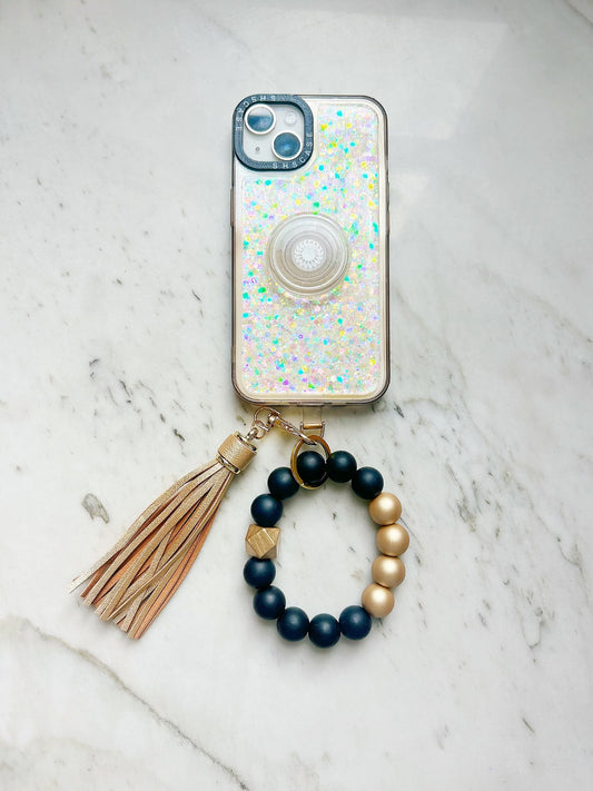 Phone Wristband Keychain: Black Bold Type