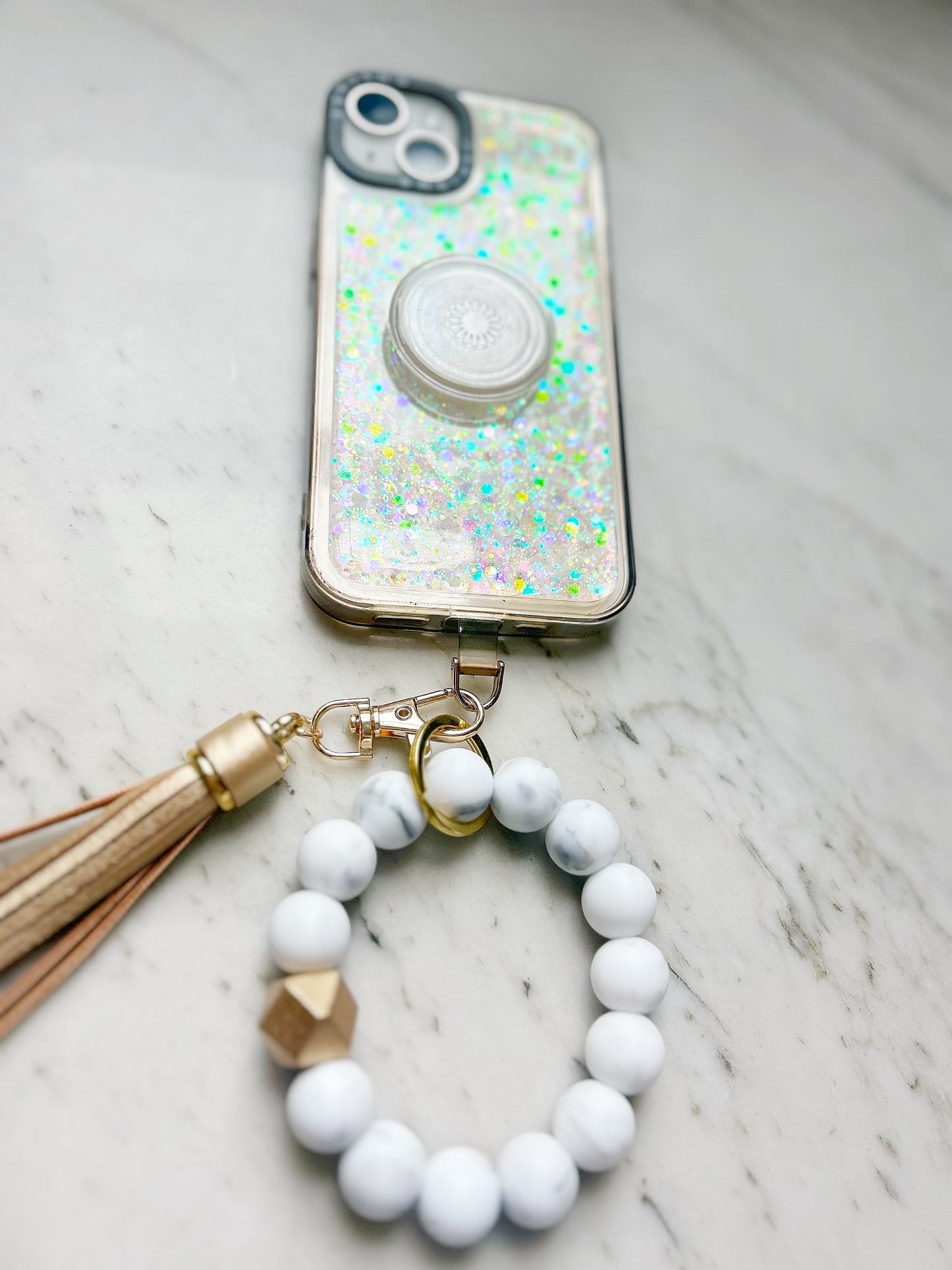 Phone Wristband Keychain: Marble-ous