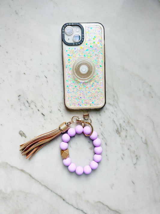 Phone Wristband Keychain: Lilac Solid