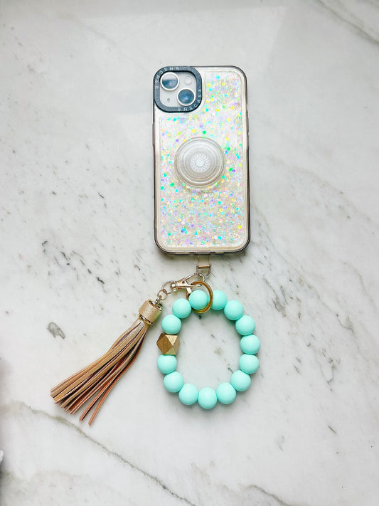 Phone Wristband Keychain: Mint Solid
