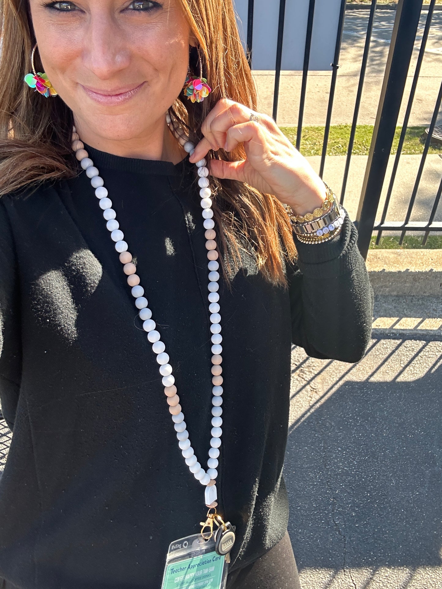 Boho Chic Beaded Lanyard with Breakaway Clasp