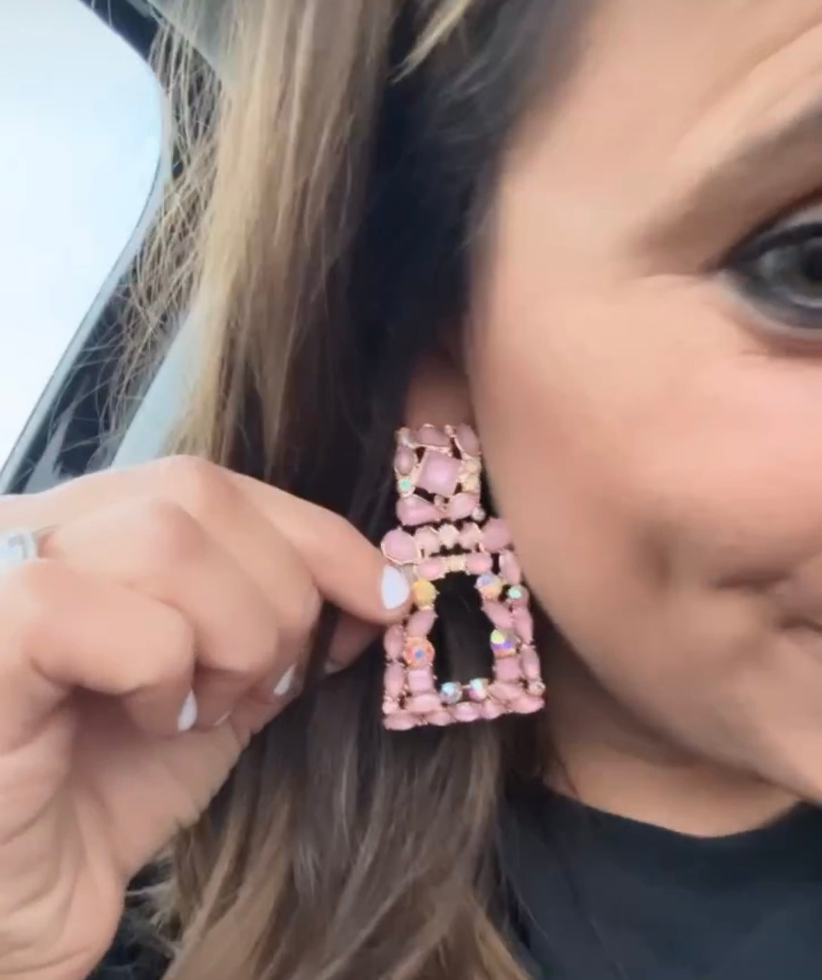 Pink Pop Jeweled Earrings