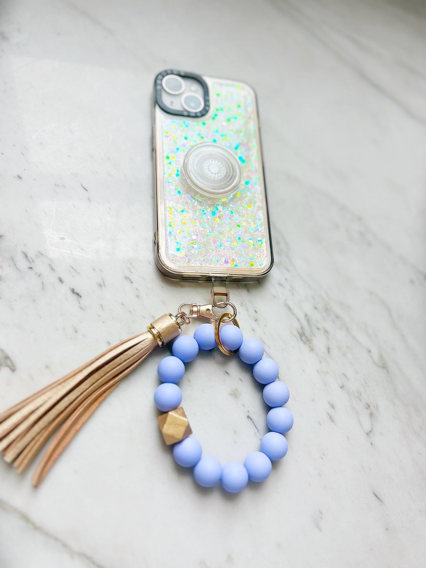 Phone Wristband Keychain: Periwinkle Solid