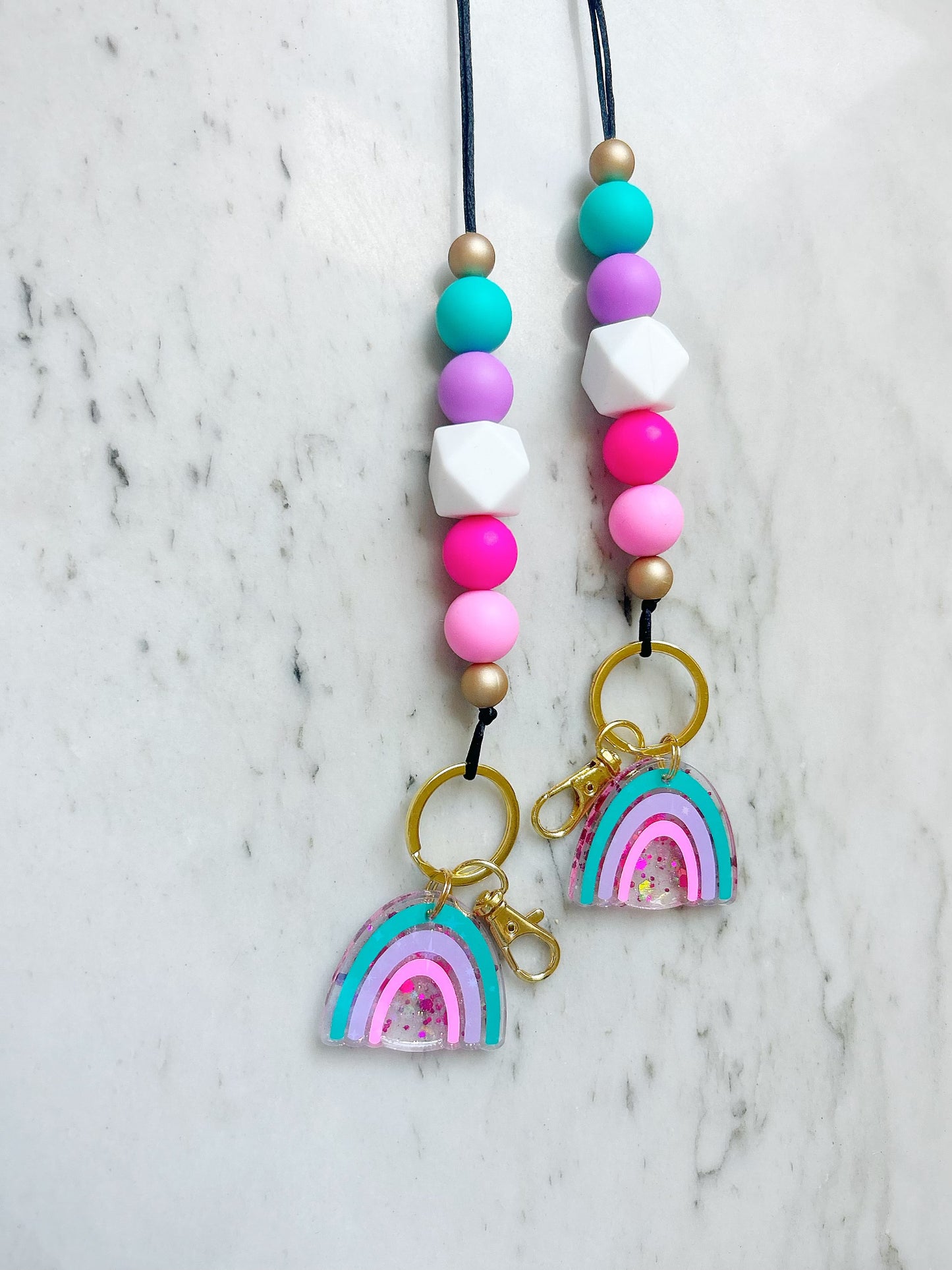 Bright Rainbow Lanyard {rainbow charm included}