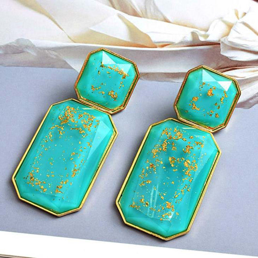 Turquoise Hexagon Earrings