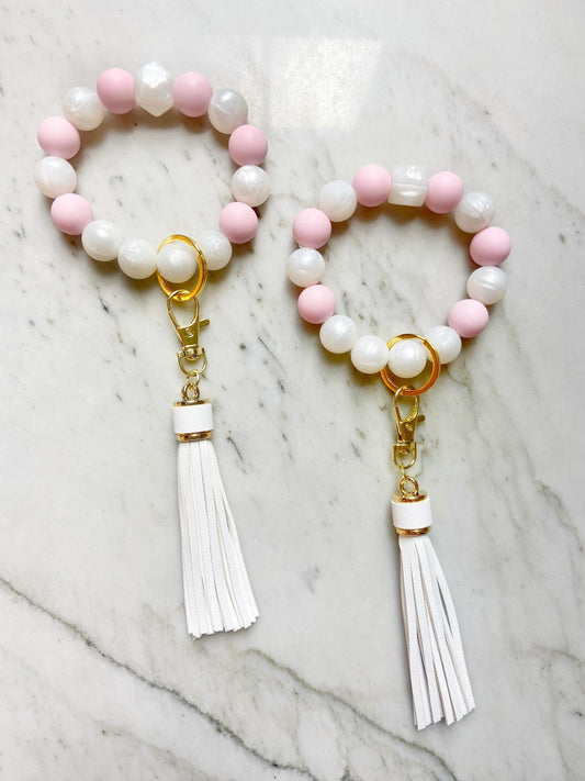 Pink Pearl Perfection Wristband Keychain