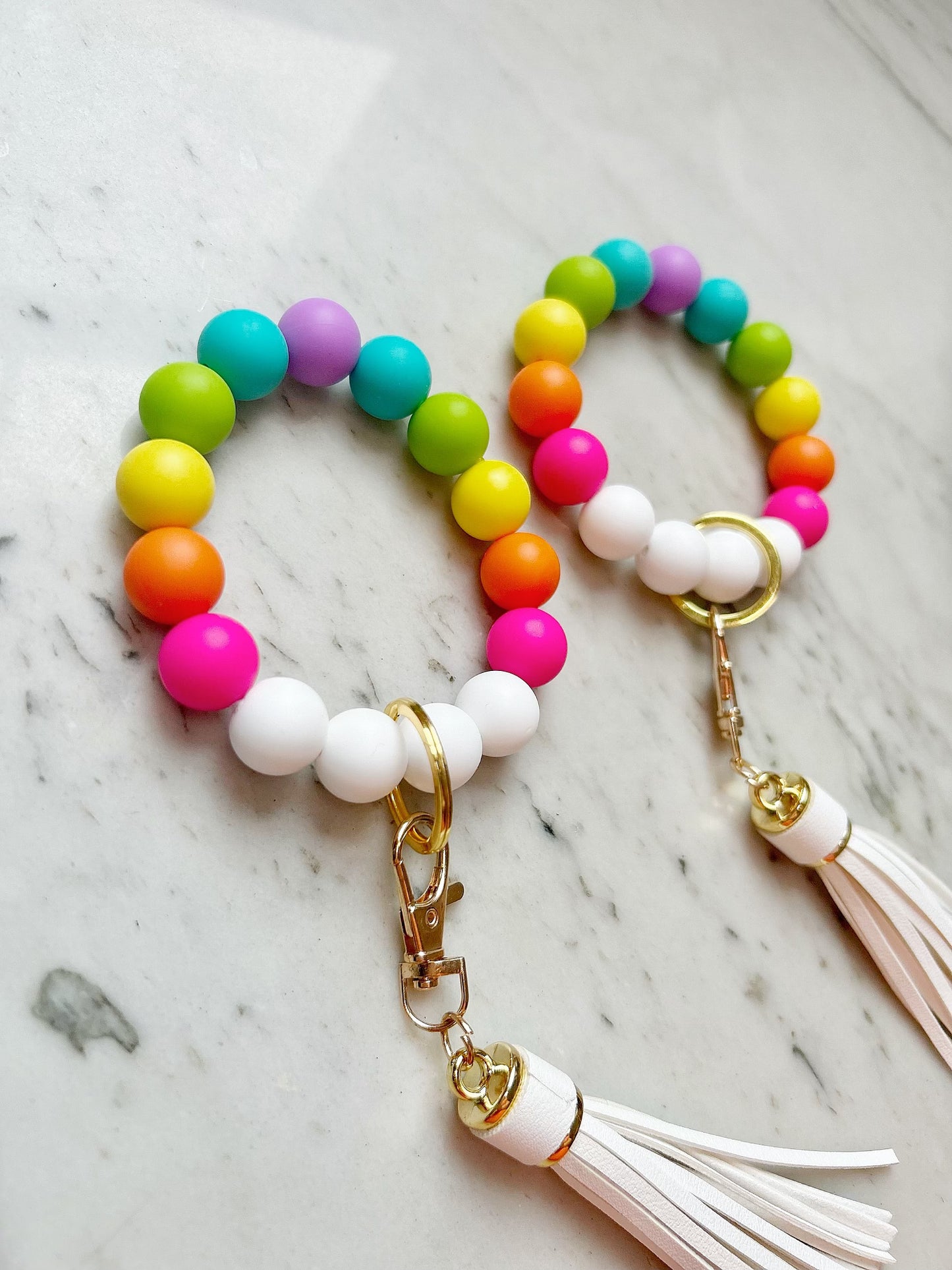 Neon Rainbow Wristband Keychain