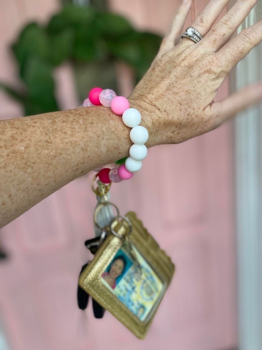 Color Wheel O Wristband Keychain: Pink & Purple Palette