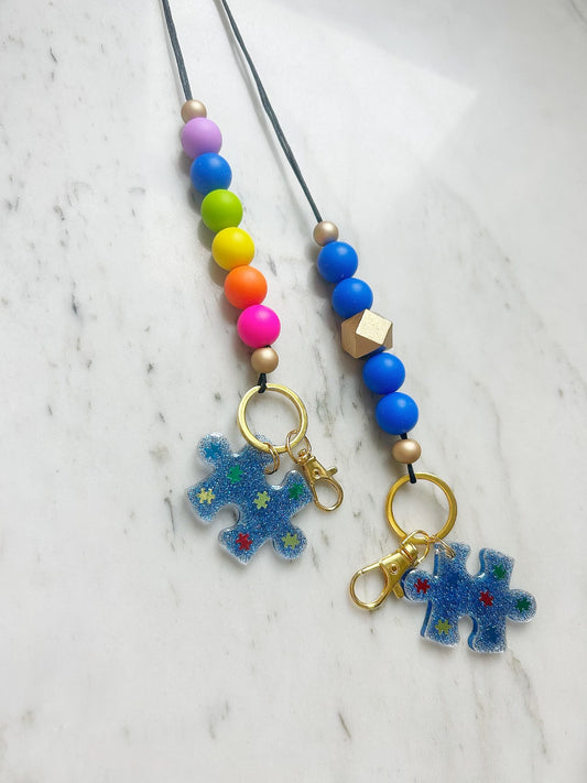 Autism Awareness Lanyard {puzzle charm included}