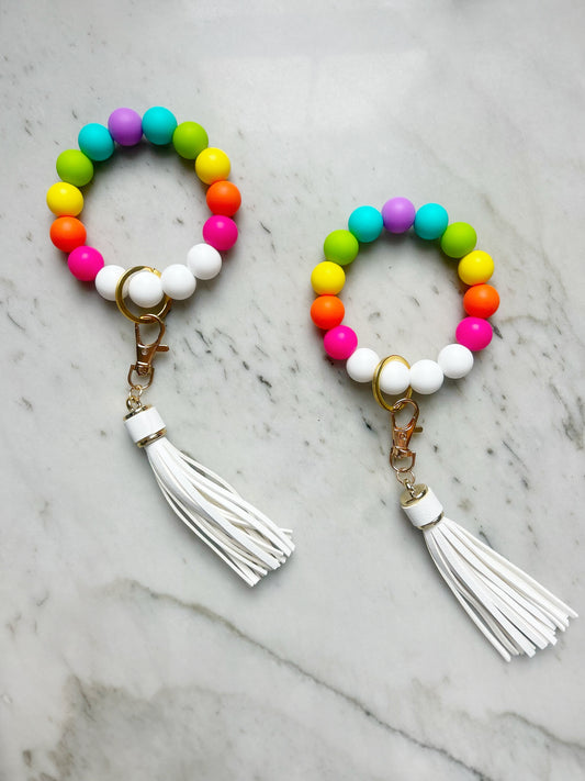 Neon Rainbow Wristband Keychain