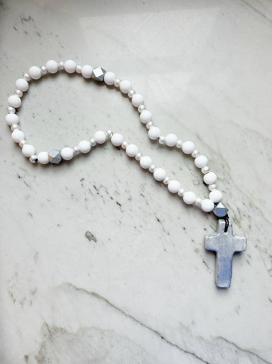 Prayer Beads with SILVER- Longer Version